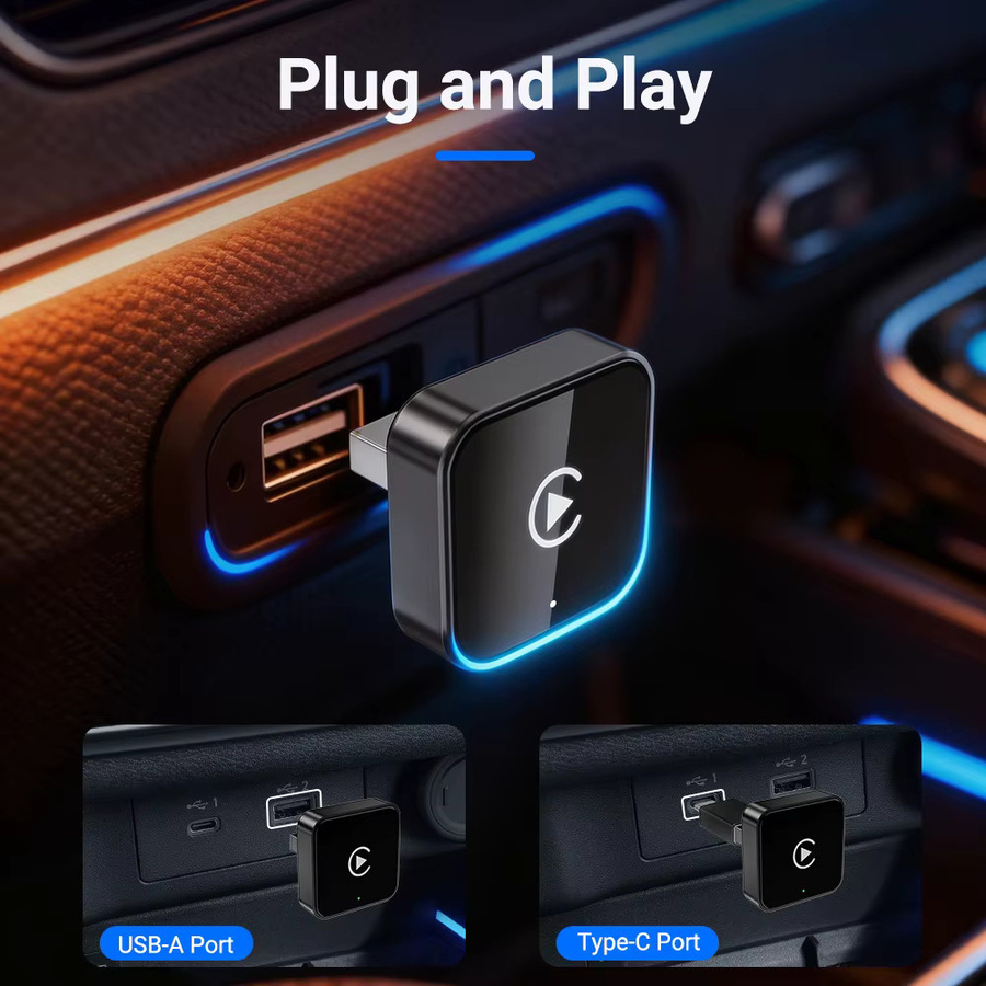 HANG JING 2-in-1 Wireless-Adapter für CarPlay und Android Auto, universeller Mini Dongle in Schwarz - Bild 6