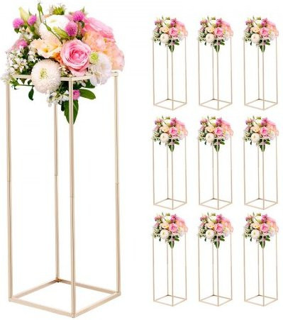 VEVOR Blumenhocker Set 10 Stück, rechteckige Hochzeitsblumenständer mit verdeckter Schraube, Roségold, B/T/H: 28 x 28 x 80 cm - Bild 1