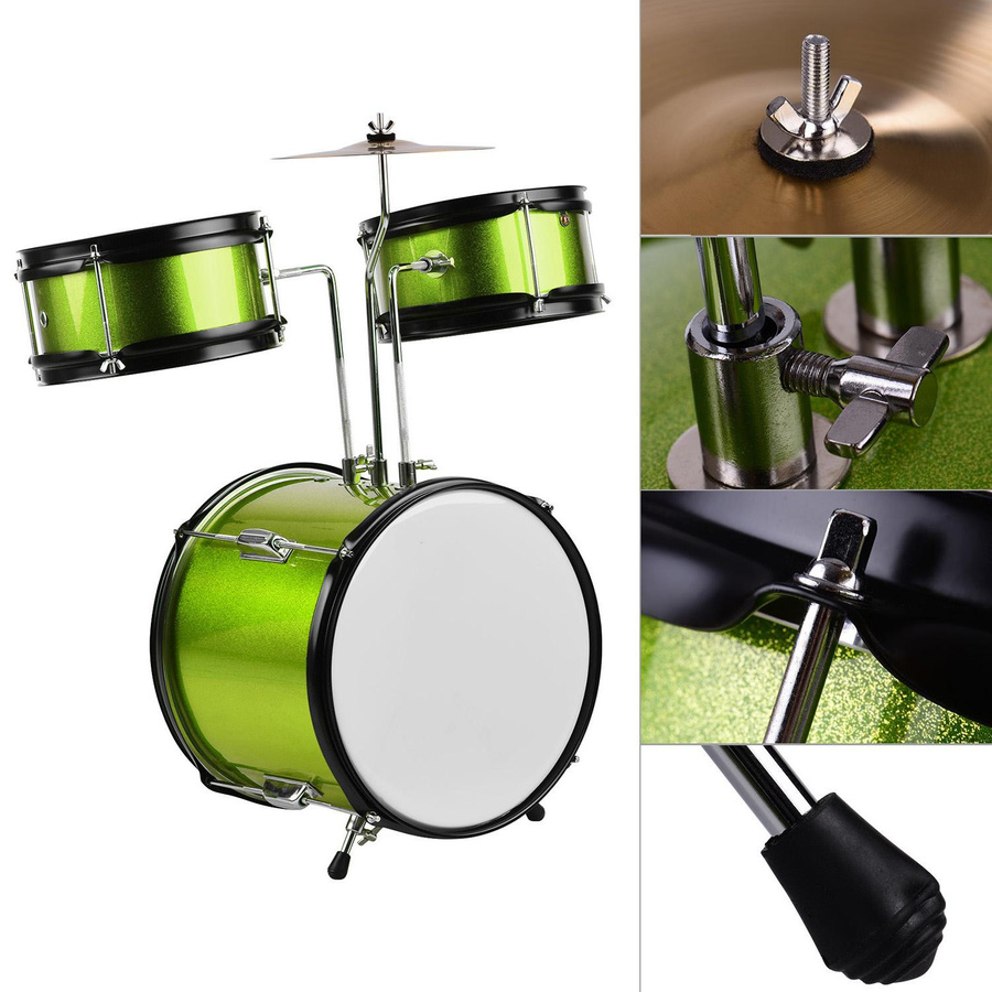 aimo Schlagzeug-Set Percussion-Musikinstrument mit Becken schwarz 3-teiliges Set - Bild 2