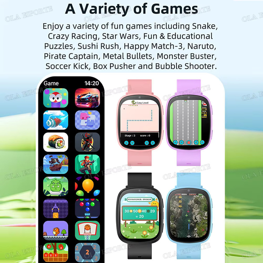 Ola Esporte Kinder Smartwatch HW12 in Blau mit 1,83 Zoll Display, 22 Spielen, Schlafmonitor, Kamera und Wecker - Bild 3