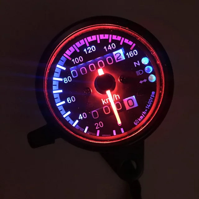 APWIKOGER Universal Motorrad Tacho mit Kilometerzähler und Blinker- sowie Scheinwerferanzeige in Schwarz - Bild 1