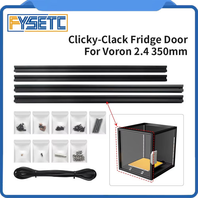 FYSETC Clicky-Clack Kühlschranktür-Set für VORON 2.4 und Voron Trident 350 mm in Schwarz - Bild 1