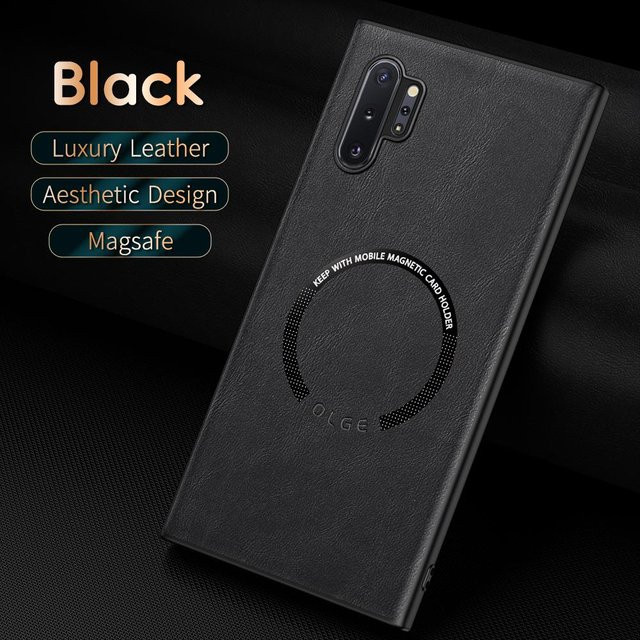Stoßfeste MagSafe Lederhülle mit magnetischer Autohalterung für Samsung Galaxy Note 20 Ultra, Note 20 5G und Note 10 in Schwarz - Bild 1