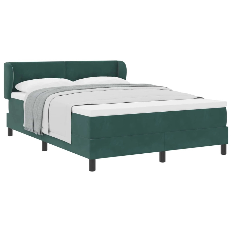 vidaXL Boxspringbett mit Matratze aus Samt in Dunkelgrün, B/T/H: 140 x 190 x 24 cm - Bild 2