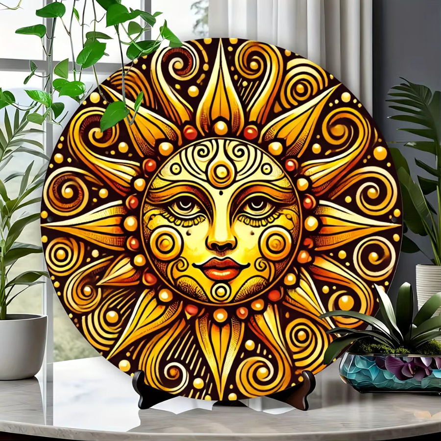 Potdemiel Wandkunst Smiling Sun Metall-Wanddeko Rund, Multicolor - Bild 4