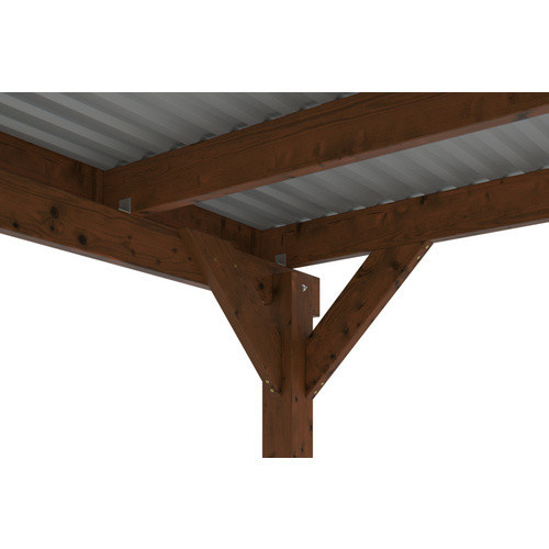 Skan Holz Einzelcarport Friesland Set 12 mit Abstellraum, B/T: 708 x 314 cm, Nussbaum Braun - Bild 3