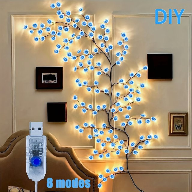 DBF Kirschblüten-LED-Baumzweig mit 8 Modi, USB-betrieben, Warmweiß - Bild 1