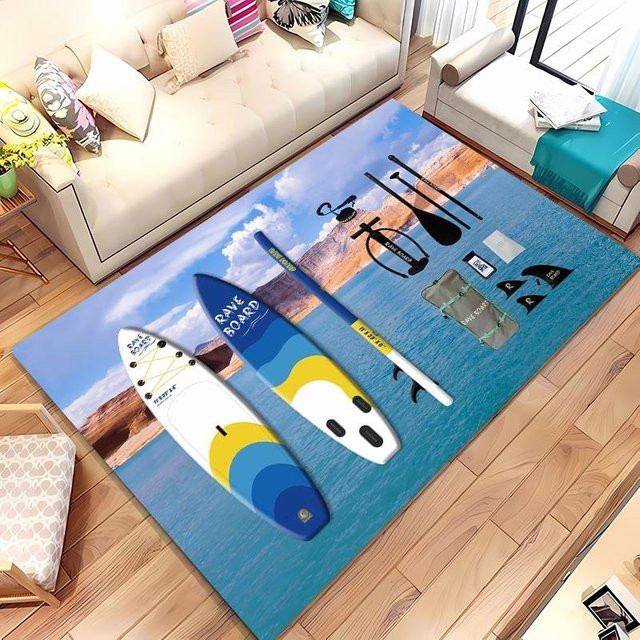 AISILK MOON Rutschfester Teppich mit Surfbrett-Design in Mehrfarbig, B/T: 60 x 40 cm - Bild 1