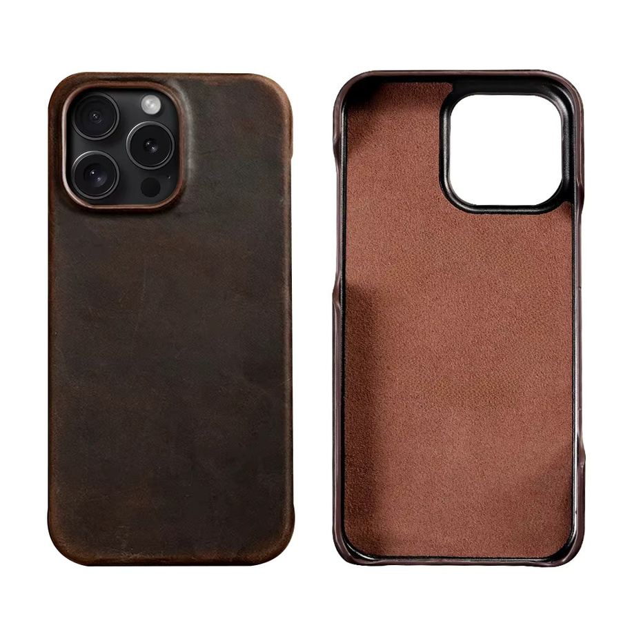 LANGSIDI Retro Rindsleder-Etui für iPhone 17 16 Pro Max 15 Pro Max mit MagSafe Magnetfunktion, Farbe: Braun - Bild 5