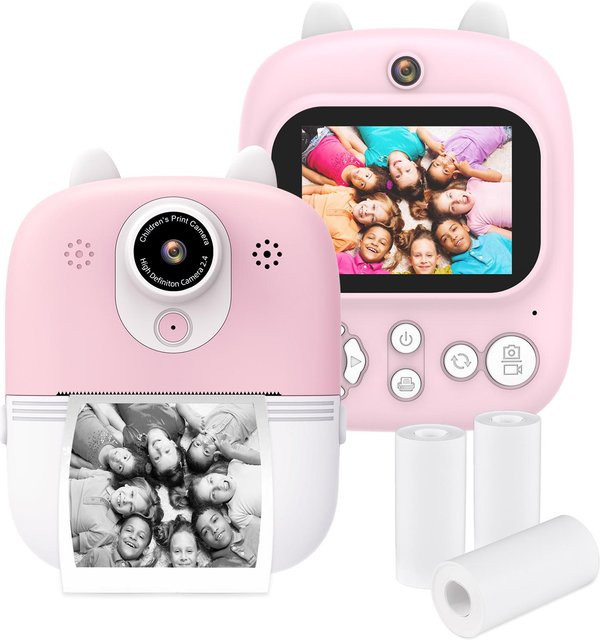 Rocket Star 3-in-1 Sofortdruckkamera mit Dual-Kamera vorne und hinten in Rosa - Bild 1