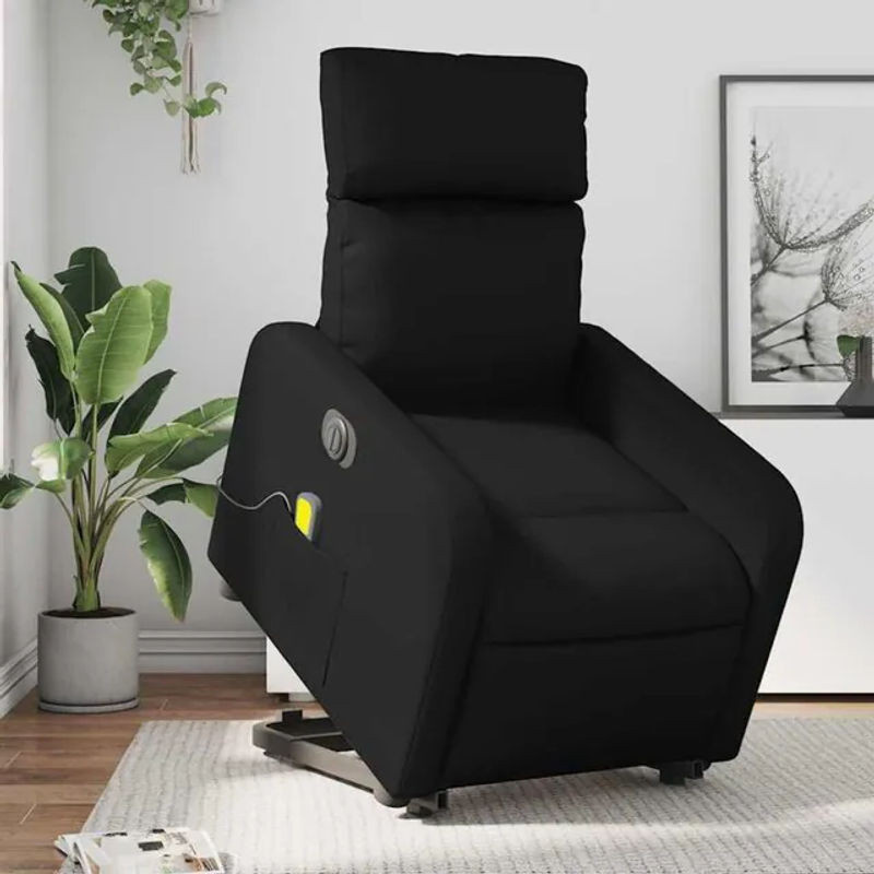 Elektrischer Massagesessel mit Aufstehhilfe von Vidaxl in Schwarz aus Kunstleder und Metall - Bild 1