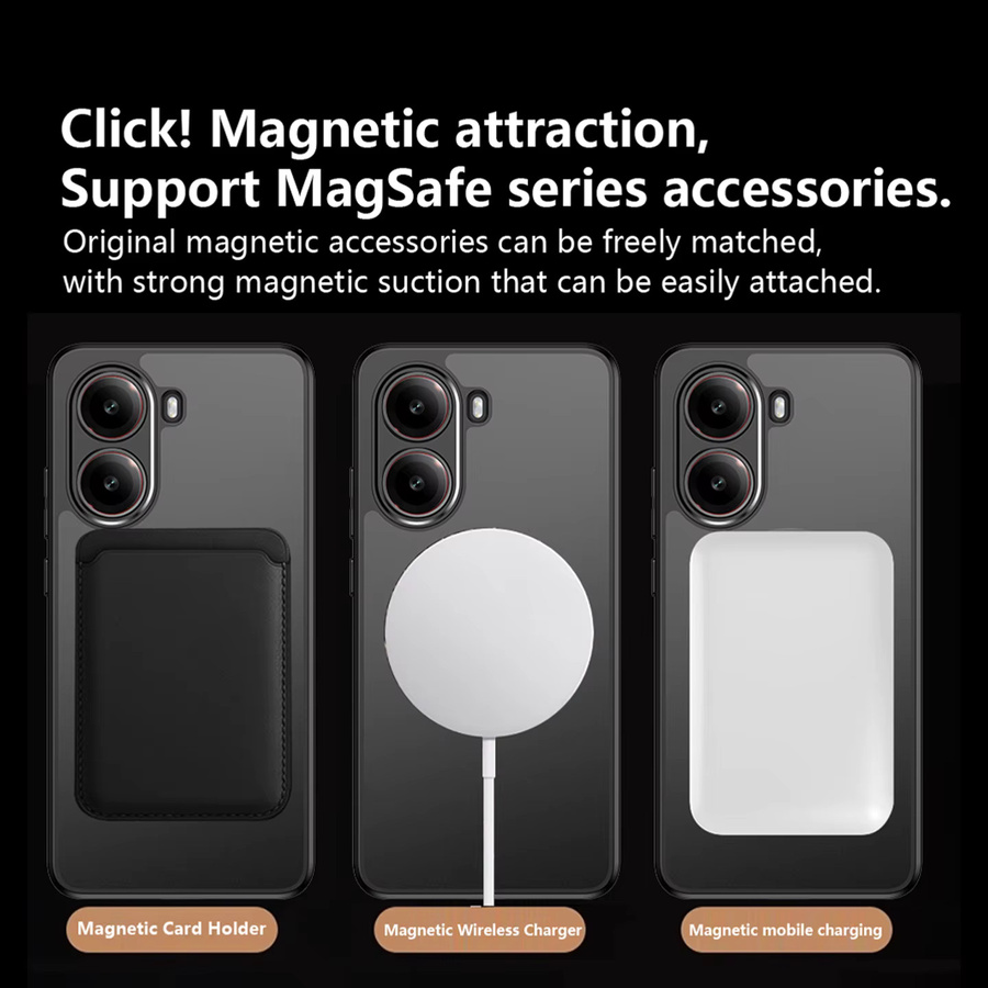 Magnetische MagSafe Schutzhülle für Xiaomi POCO X7 Pro und POCO F7 mit Ringständer in Schwarz - Bild 3