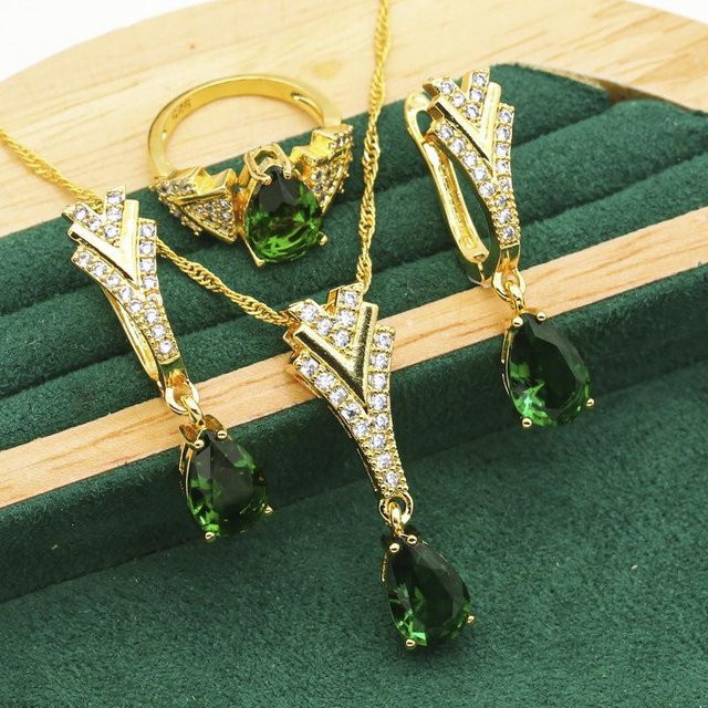 YIRAN Schmuckset, Halskette, Ohrring, Zirkon, Unisex - Bild 1