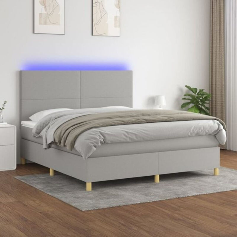 vidaxl Boxspringbett mit Matratze in Grau aus Stoff mit Polsterung B/T: 160 x 200 cm - Bild 1