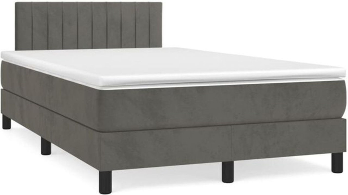Vidaxl Boxspringbett mit Matratze aus Samt in Anthrazit, B/T/H: 190 x 120 x 78 cm - Bild 1