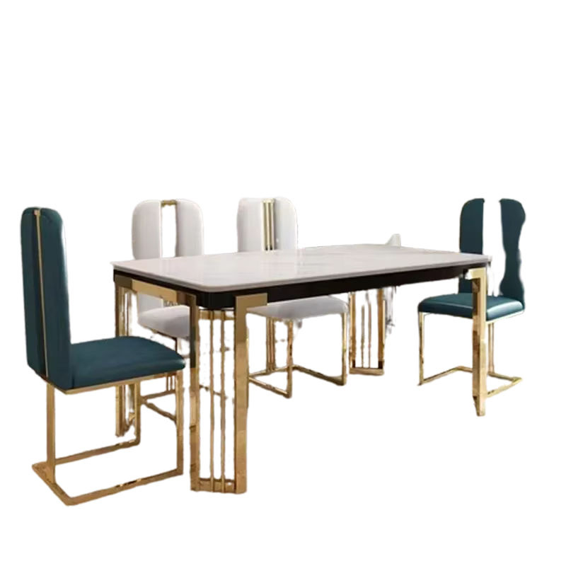 DUTRIEUX Esstisch im nordischen Design mit Marmorplatte und Metallgestell in Weiß Glossy, rechteckig - Bild 3