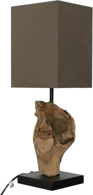 Beistelllampe Licht-Erlebnisse Treibhoz aus Leinen und Holz in Weiß mit Kabelschalter, Höhe: 45 cm - Bild 1