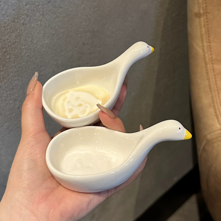 Weiße Keramik-Dip-Bowl in niedlicher Schwanenform als kleine Schüssel für Gewürze und Vorspeisen - Bild 4