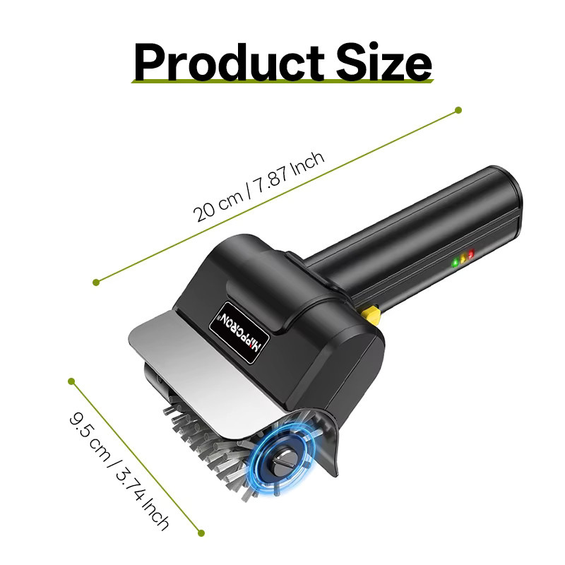 Hippcron Elektrische Grillreinigungsbürste mit Edelstahlbürste, 1100 U/min, 2000 mAh, Typ-C-Ladefunktion, Schwarz-Silber - Bild 7