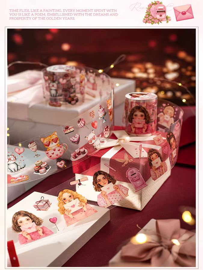 4 Rollen PET-Stanzband in Rot mit Tier- und Herzmotiven für DIY-Bastelarbeiten und Scrapbooking - Bild 7
