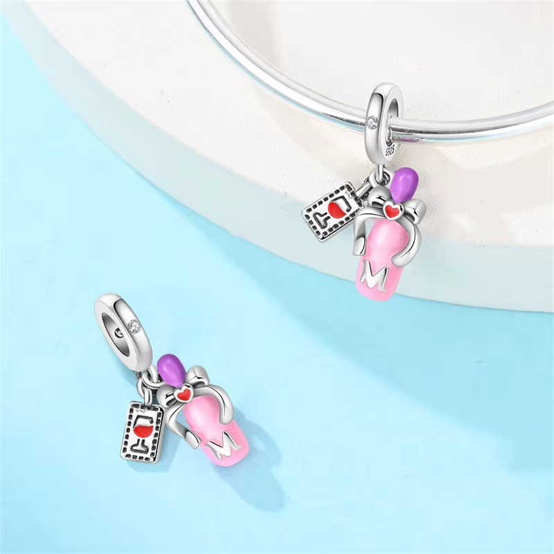 Pandach Herz-Anhänger, 925 Sterlingsilber, rosa, Damen - Bild 1