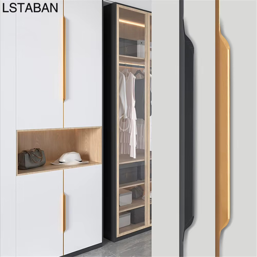 LSTABAN Möbelschrankgriff aus Aluminiumlegierung in Schwarz oder Gold, moderner Griff für Küchenschränke und Schubladen, mattes Finish - Bild 2