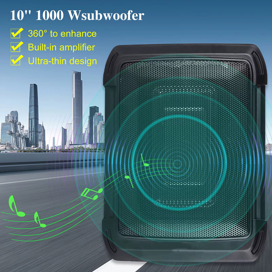 Podofo Aktives Auto-Subwoofer-Set 1000W in Schwarz mit Schlankem Verstärker und Audiokabel für Unter-Sitz-Montage - Bild 2