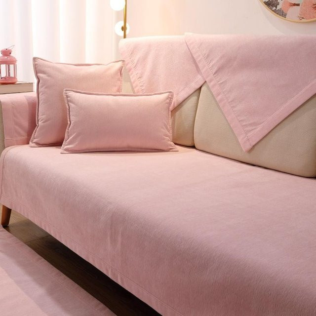 Rutschfester Chenille Sofabezug im nordischen Design für Rückenlehnen und Armlehnen, Super Six, Gelb oder Pink, B/H: 70 x 70 cm - Bild 1