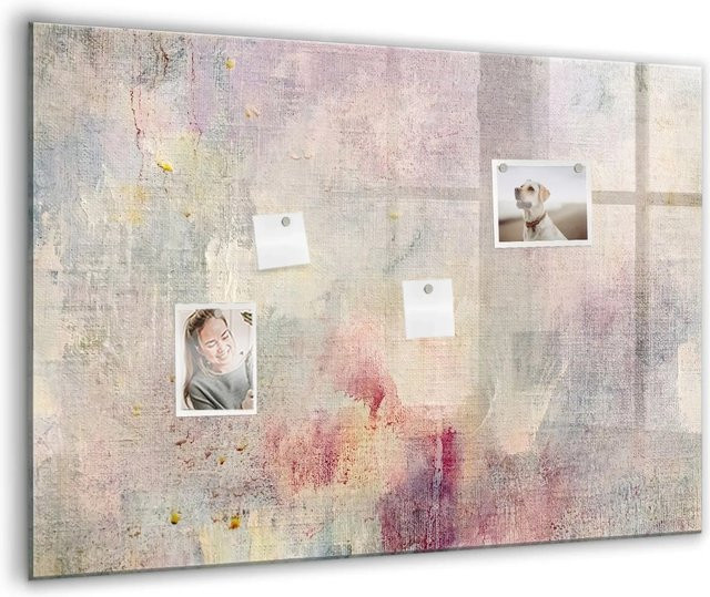 Tulup Glasmagnettafel mit abstrakter Bemalung in Schwarz und Multicolour, B/H: 100 x 70 cm - Bild 1