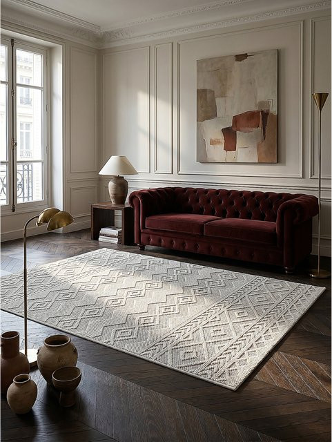 Kadima Design Teppich aus Polypropylen in Creme und Beige mit geometrischem Design, B/T: 160 x 220 cm - Bild 1