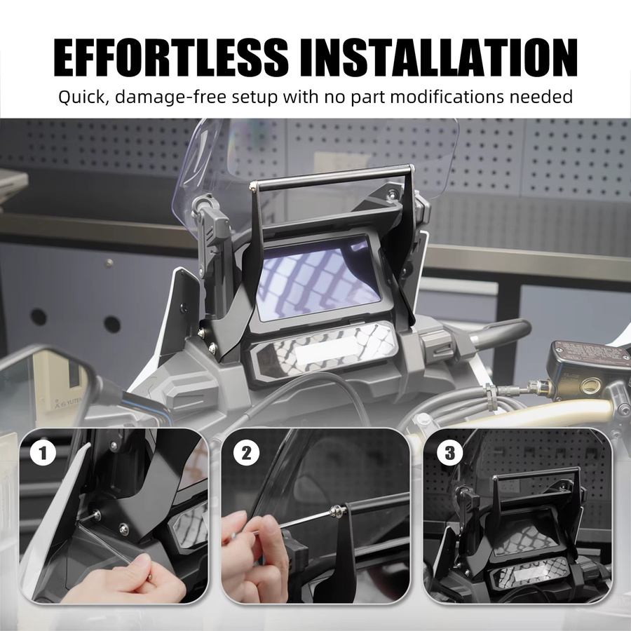 NICECNC Navigationshalterung für Honda CRF1100L Africa Twin 2020-2026, GPS-Halter mit Lenkerklemme für Africa Twin CRF1100L Adventure Sports in Schwarz und Grau - Bild 3