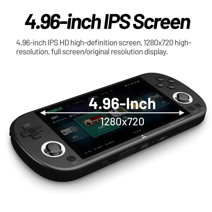 Trimui Smart Pro Handheld-Spielkonsole mit 4,96 Zoll IPS-Bildschirm, Linux-System und RGB-Beleuchtung, Retro-Videospiel-Player in Grau oder Schwarz - Bild 4