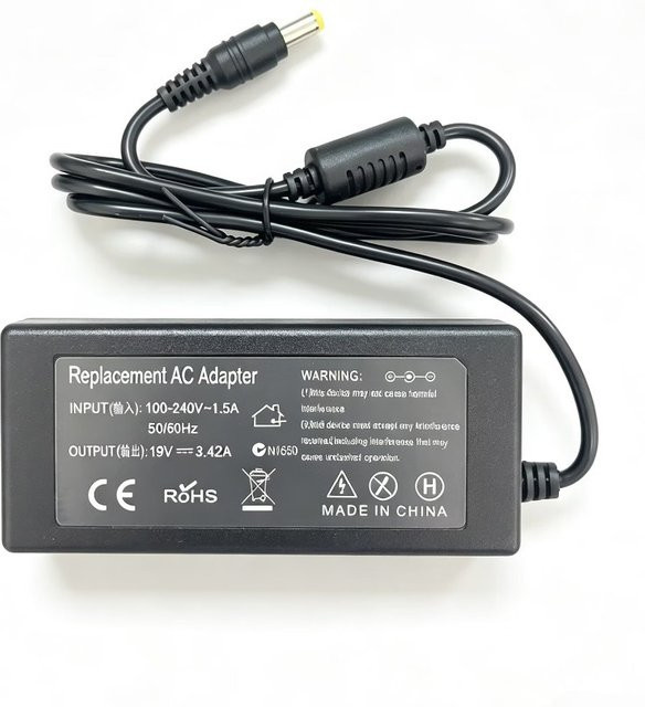 Acer Laptop Ladegerät Netzteil in Schwarz mit 19 V 3,42 A und 5,5 x 1,7 mm Stecker für Acer Aspire 5735 5315 5920 5535 5738 7520 6920 SADP-65KB PA-1650-02 - Bild 1