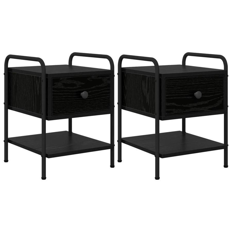 vidaXL Nachttisch Set 2 Stück Eiche Schwarz modern B/T/H: 35 x 36,5 x 47 cm - Bild 2