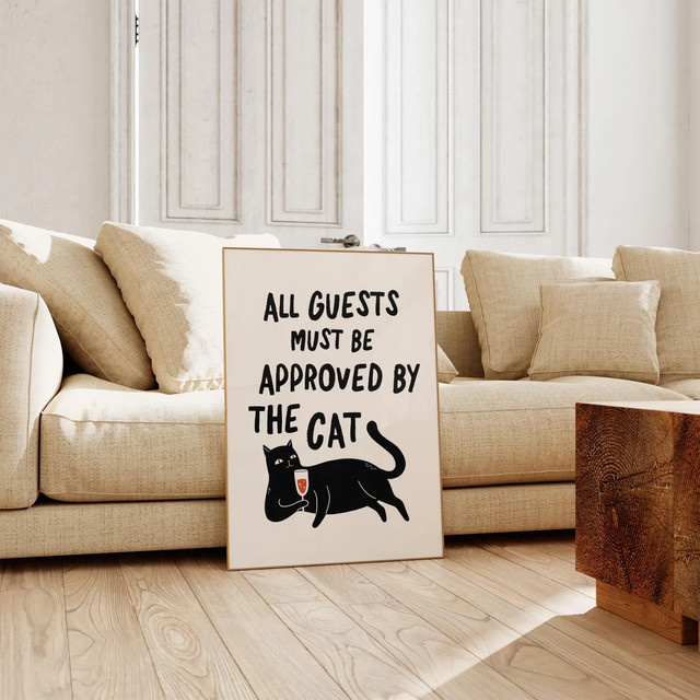 Abstraktes Katzen-Poster von SHENCHEN in minimalistischem Design als Wanddekoration für Katzenliebhaber - Bild 1