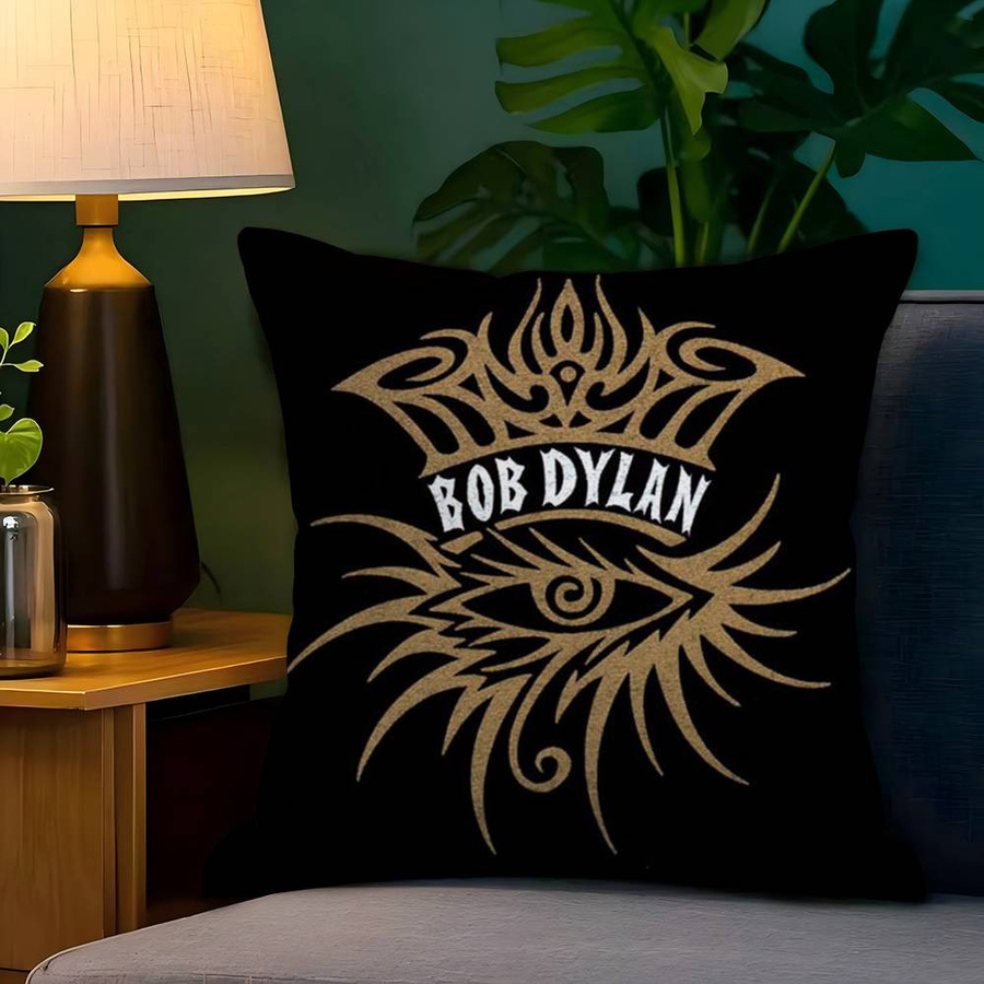 Bob Dylan Logo Kissenbezug aus Peach Skin für Sofa und Dekoration B/B: 18 x 18 cm - Bild 1