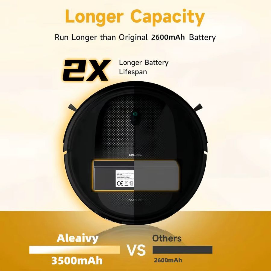 Aleaivy Ersatzakku 3500 mAh 14,4 V Schwarz für Mi Robot Vacuum-Mop 2S STYTJ02YM und Xiaomi Mijia LDS Staubsauger - Bild 5