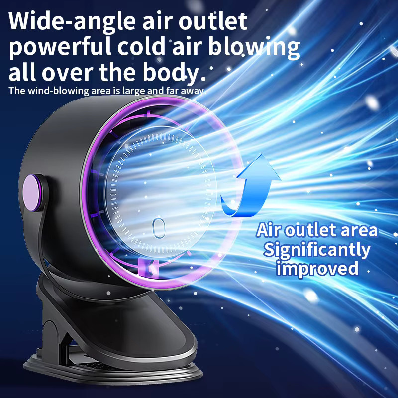 TINSOL Tragbarer Clip-Ventilator in Lila, Wiederaufladbarer USB-Tischventilator mit starkem Wind und leisem Betrieb - Bild 2