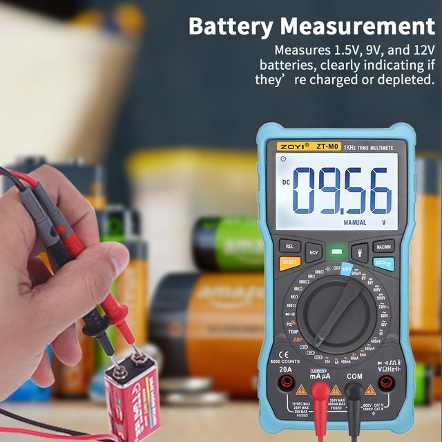 ZOYI ZT-M0 Digitalmultimeter mit 6000 Counts, Smart Manual LCD Display, Spannung, Kapazität und Rechteckwellenausgang, Blau - Bild 1