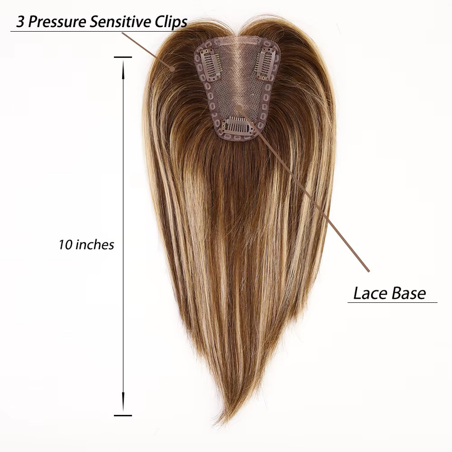 HAIRCUBE Echthaar-Topper mit Clips, Aschebraun-Blond-Mischgewebe, Damen - Bild 3