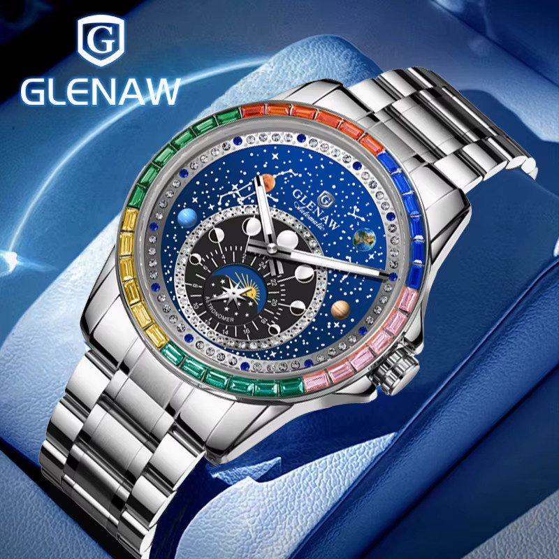 GLENAW Armbanduhr Automatik, Edelstahl, Blau, Herren - Bild 1