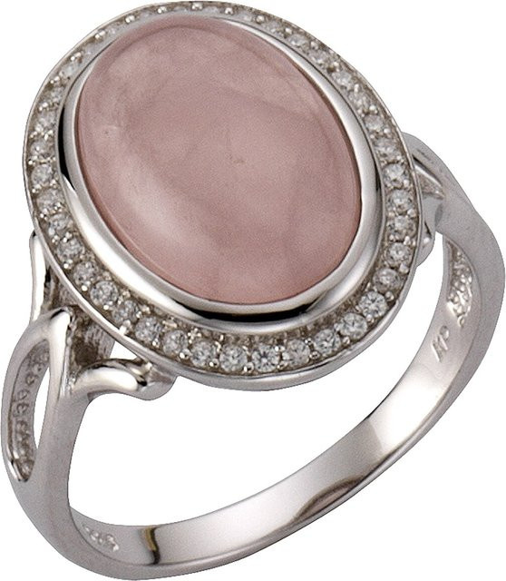 Zeeme Gemstones Ring 925 Silber, Rosenquarz, Zirkonia, Damen - Bild 1