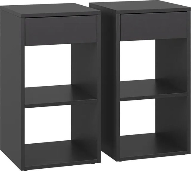 Vicco Nachttisch Dany Anthrazit 2er Set B/T/H: 35 x 35 x 65 cm - Bild 1