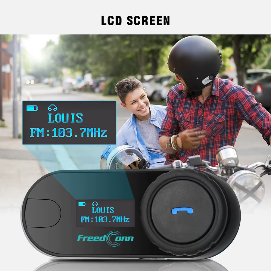 FreedConn Bluetooth Motorrad Intercom Helm Headset mit LCD Bildschirm und FM Radio in Schwarz - Bild 4