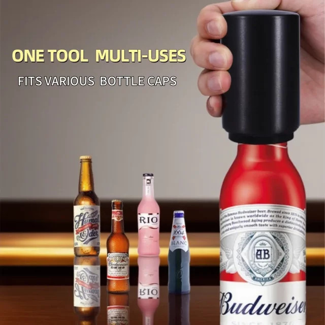 YEGBONG Magnetischer Flaschenöffner in Schwarz, multifunktionaler Bier- und Weinöffner - Bild 1