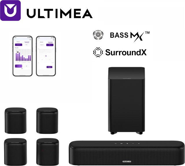 ULTIMEA 7.1-Kanal Soundbar mit virtuellem Surround Sound und App-Steuerung, Schwarz - Bild 1