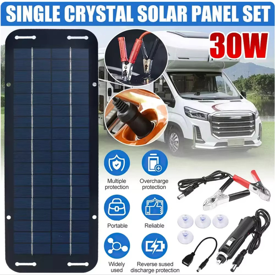 Tragbares 30W 12V Solar Panel Kit als wiederaufladbares Solar-Ladegerät für Caravan und Motorrad - Bild 2