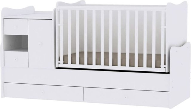 Lorelli Babybett und Jugendbett Mini Max 3 in 1 umbaubar für 2 Kinder in Weiß - Bild 1