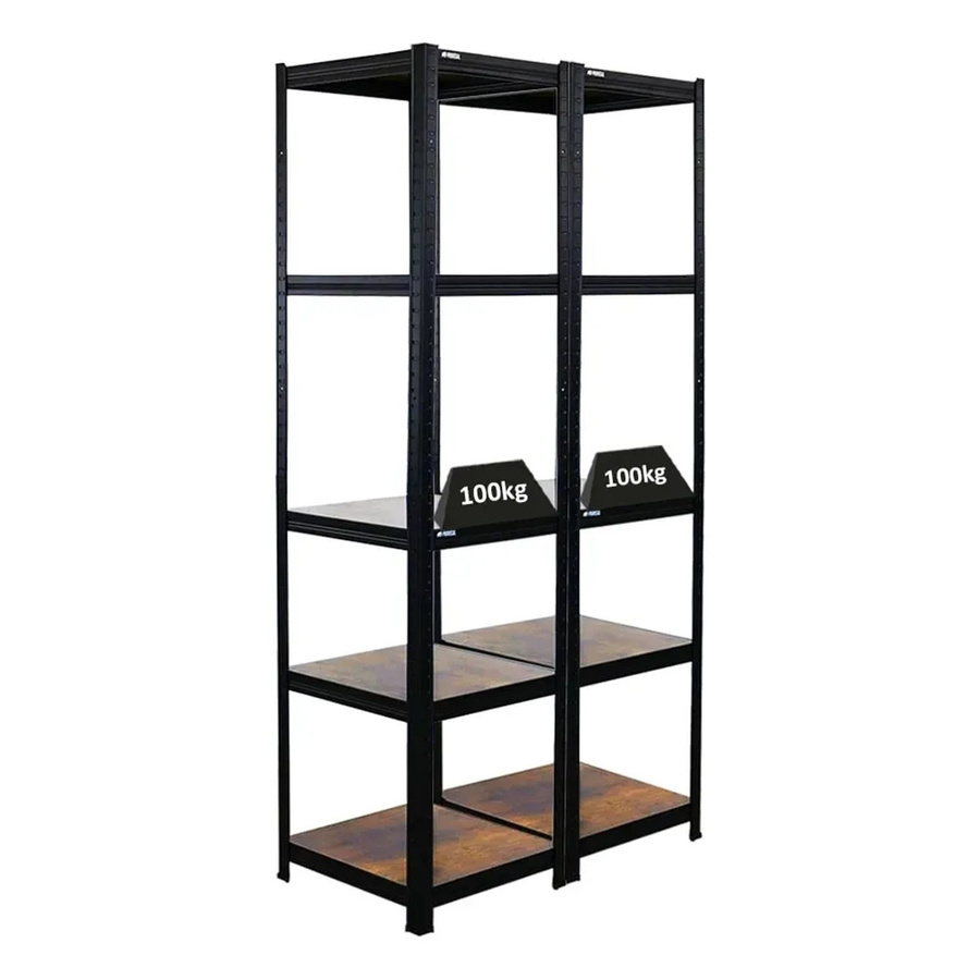 PROREGAL Wohnregal Ragnar Set 2er Pack in Vintagebraun-Schwarz mit verstellbaren Fachböden, H x B x T: 180 x 45 x 45 cm - Bild 2