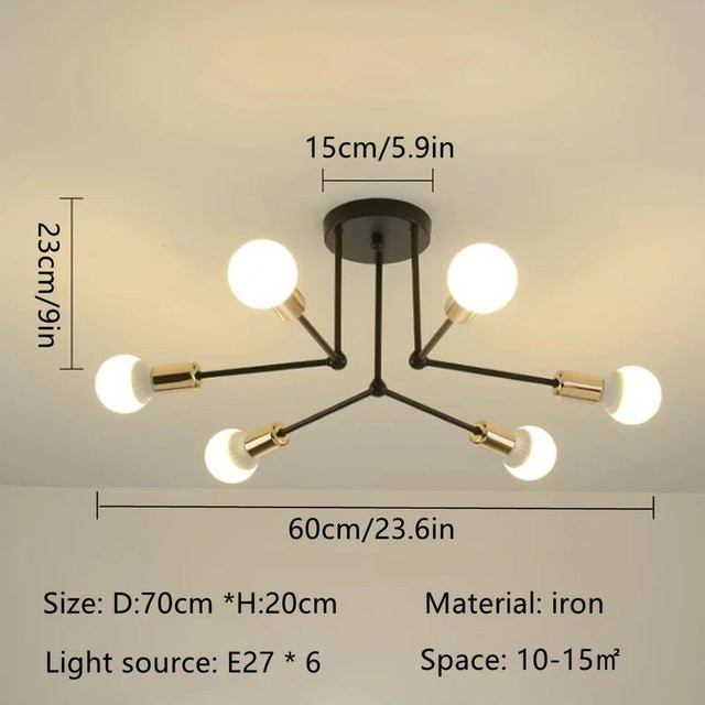 TRAZOS LED-Spider-Deckenleuchte im modernen Design aus Metall in Schwarz und Gold/Messing für Wohnzimmer und Esszimmer - Bild 1